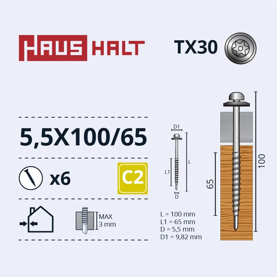 SCREW.SELF-TAP.5.5X100 TORX/EMPD ZN 6GB BL
