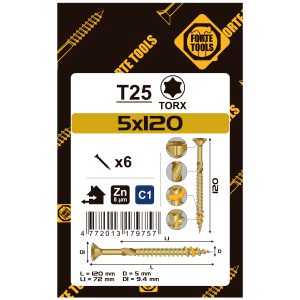ВИНТ ДЛЯ ДЕРЕВА SCR T25 5.0X120/72 YELL ZN6