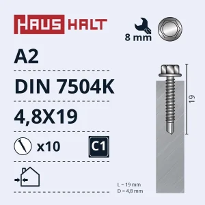 САМОРЕЗ ОСТРЫЙ A2 4.8X19 DIN7504K