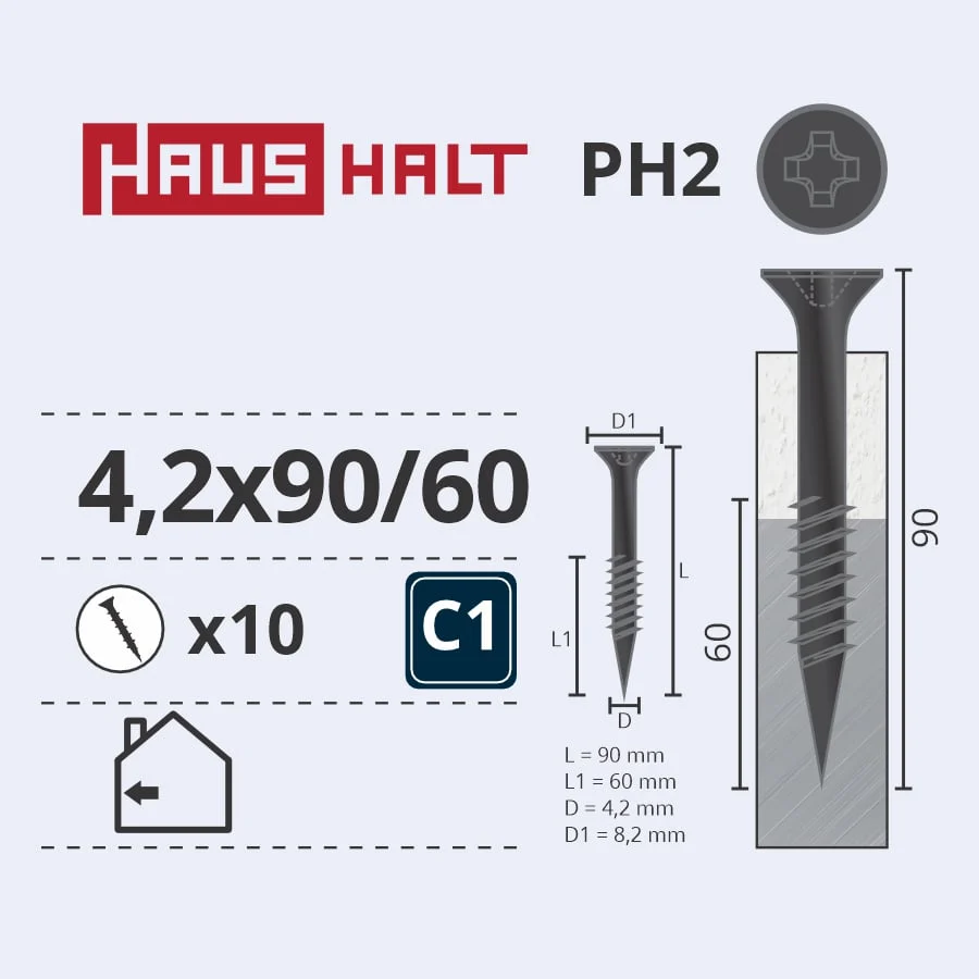 SCREW REG. MET. 4.2X90/60 10PCS O2