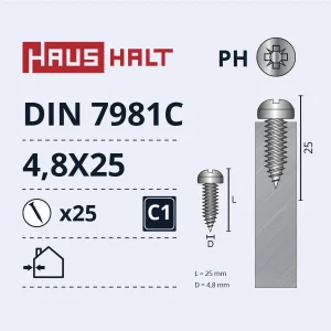 SKRŪVE PAŠGR.4.8X25 DIN7981C ZN 25GAB BL