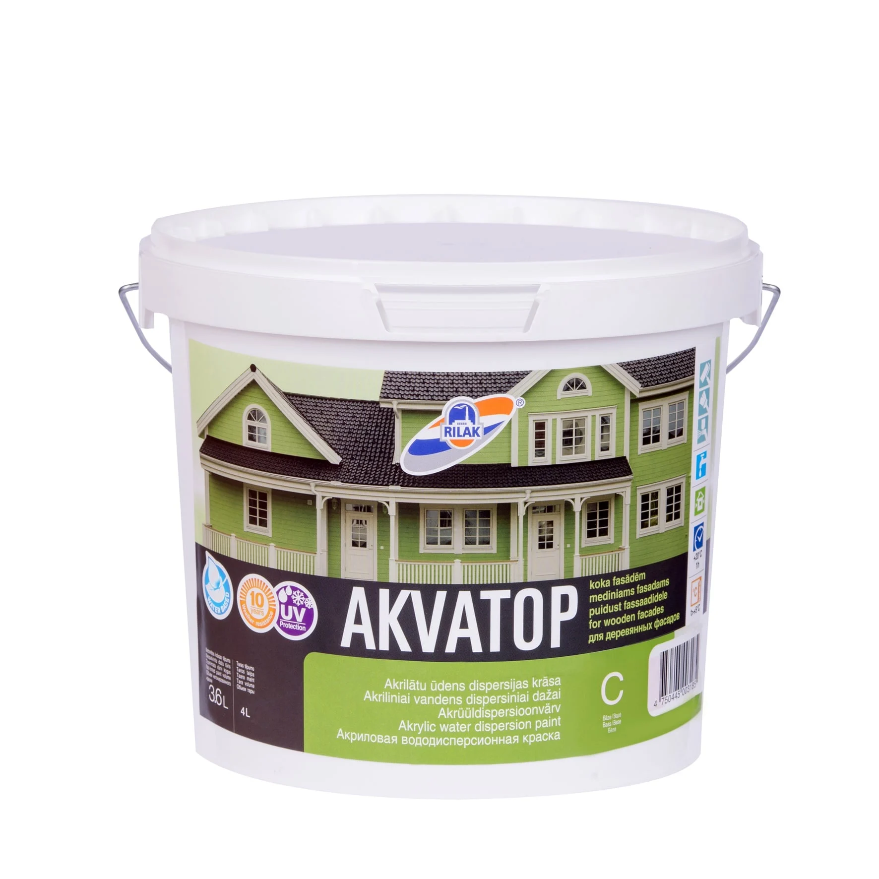 КРАСКА ДЛЯ ФАСАДОВ AKVATOP C 5KG/3.6L