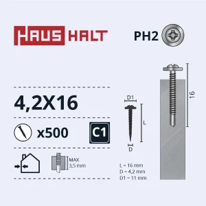 SKRŪVE PAŠGRIEZ 4,2X16 MET/MET ZN (500)