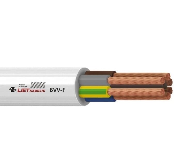 KABELIS BVV-F 5X6.0 BALTS (100)