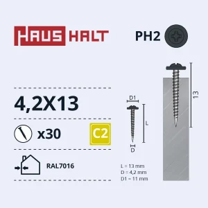 ВИНТ САМОРЕЗ 4,2X13 ЦИ RAL7016 30GB BL