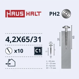SCREW SELF-DRILLING 4.2X65/31 MET ZN 10PCS BL