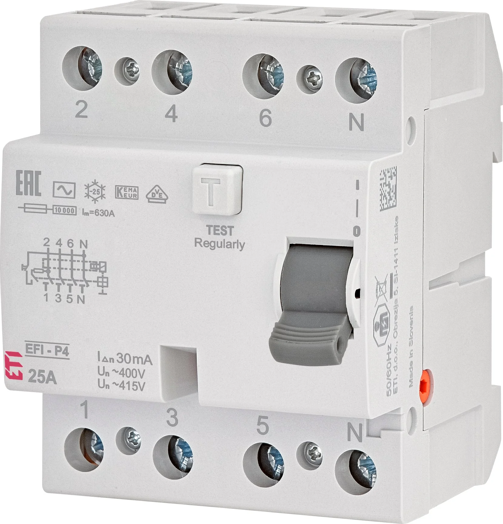 RELAY LEAKAGE 4P 25A 30MA EFI-P4