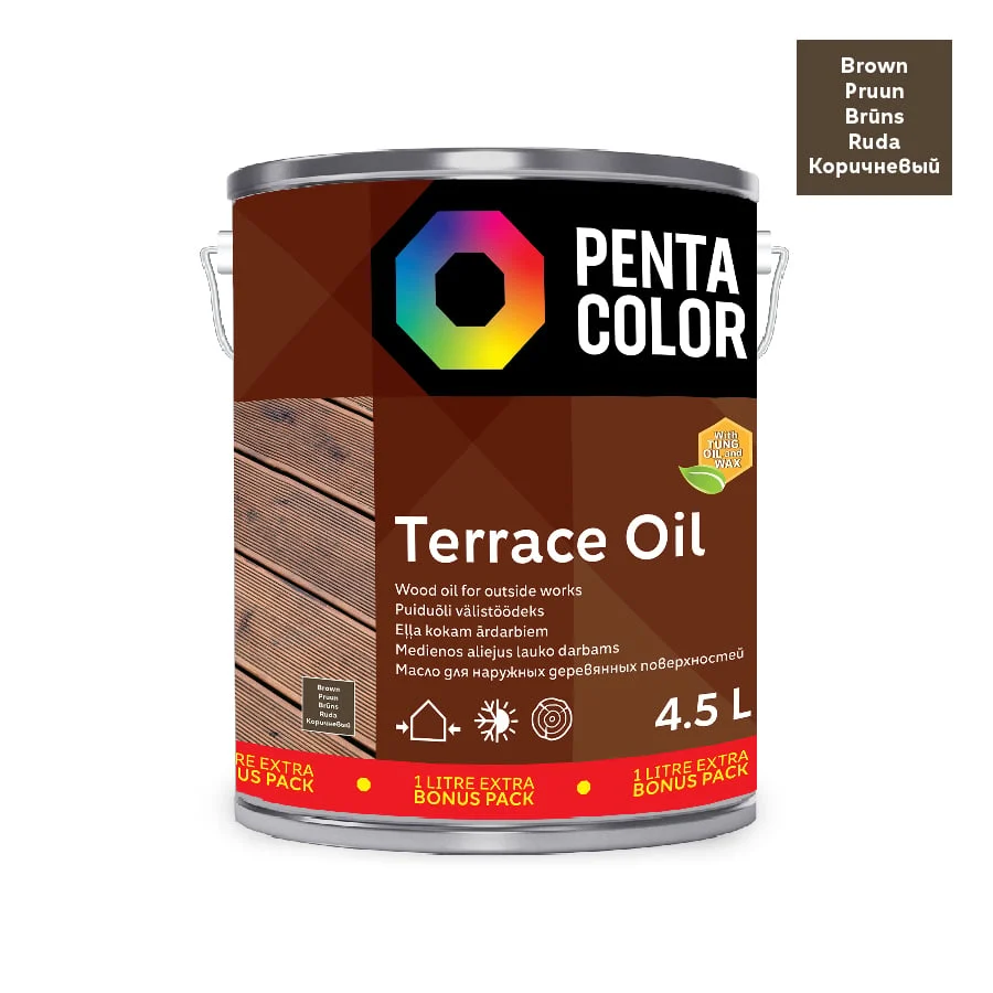 BROWN OIL FOR WOOD TERRACES 3.5+1L