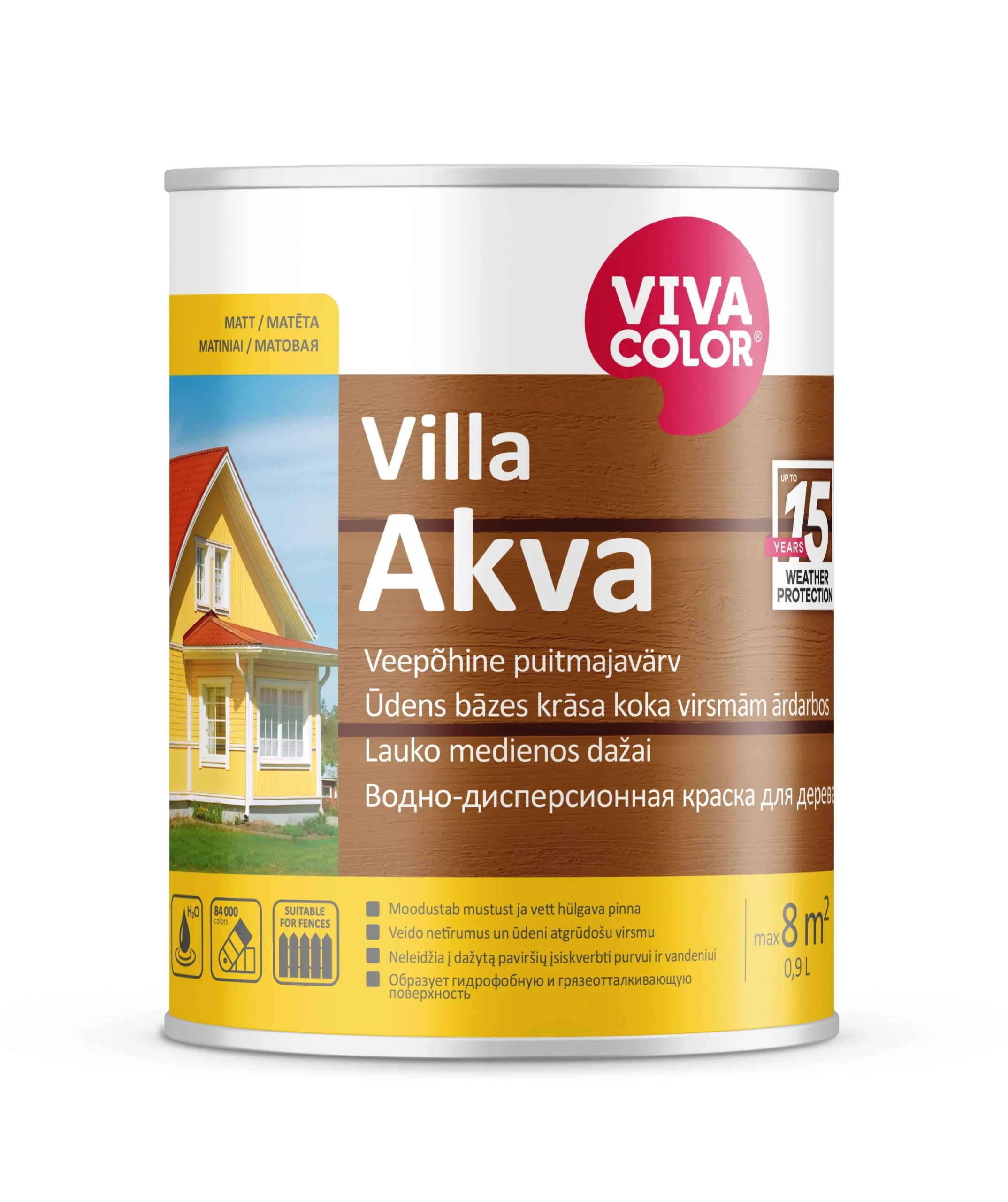 КРАСКА ДЛЯ ДЕРЕВА VILLA AKVA A 0,9L