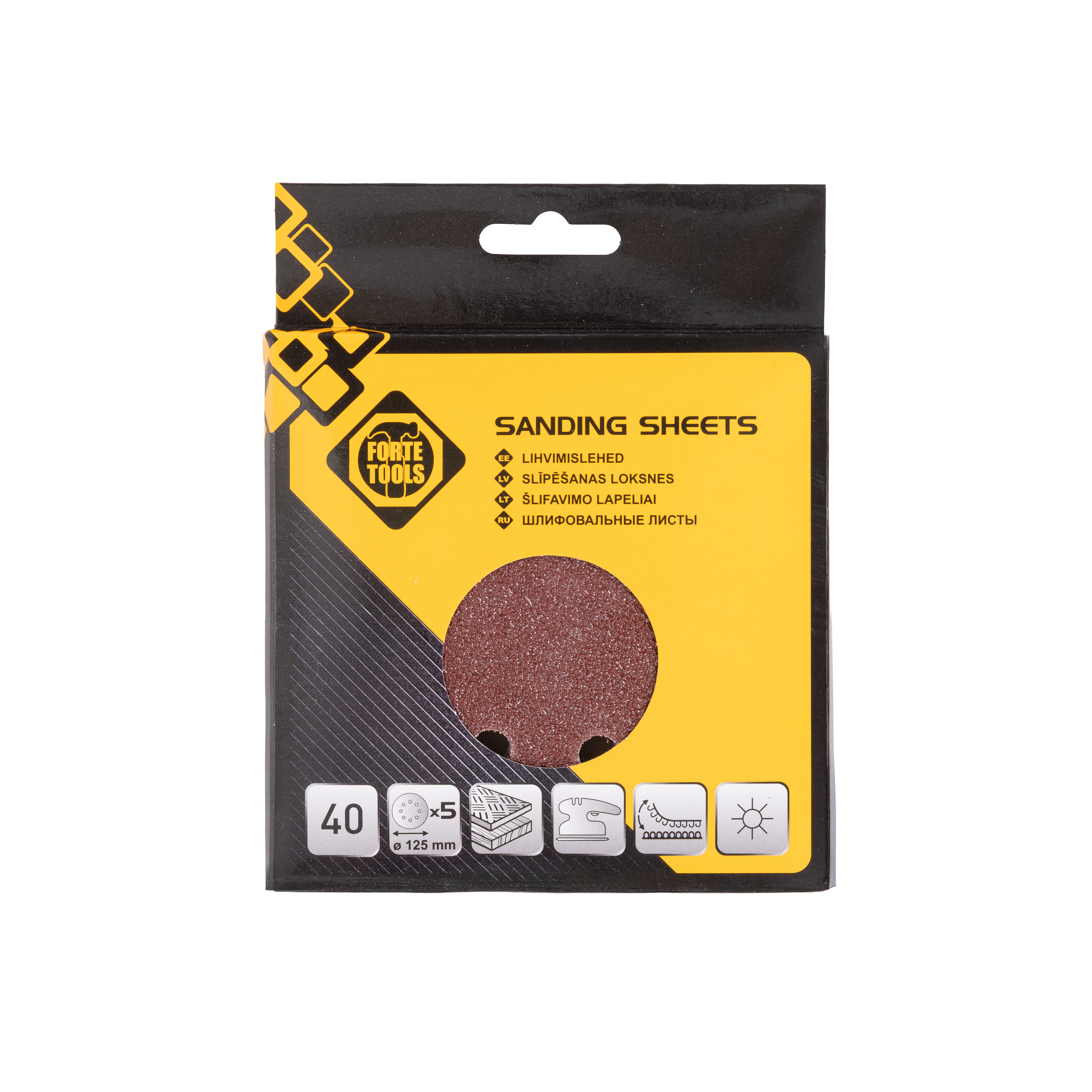 DISKS SLĪP.AR 8 CAURUMIEM NR40 D125 5GAB