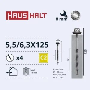 SELF-TAPPING SCREW 5.5/6.3X125 MET 4GB BL