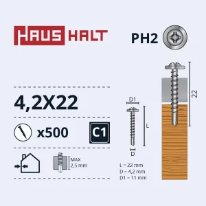 SELF-TAPPING SCREW 4.2X22 FOR WOOD (500)