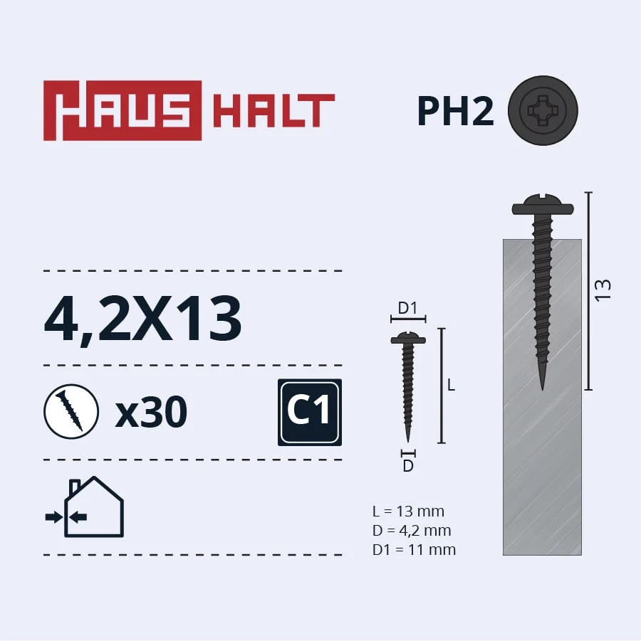 SELF-TAPPING SCREW 4.2X13 MET+PHOS 30PCS BL