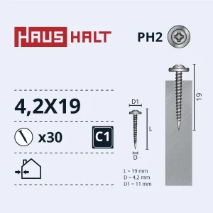 SELF-TAPPING SCREW 4.2X19 MET ZN 30PCS BL