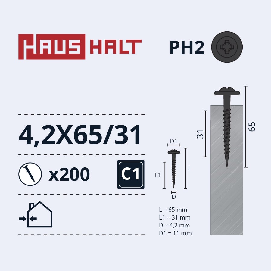 SELF-TAPPING SCREW 4.2X65/31 MET/MET(200)