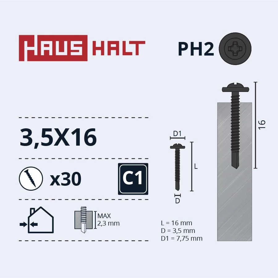 SCREW SELF-TAP 3.5X16 MET PHOS+DRILL30GB BL