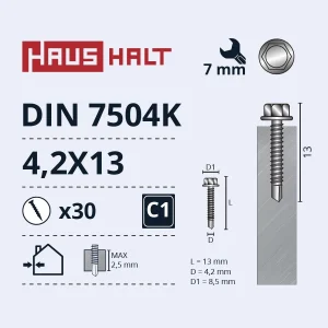 ВИНТ САМОНАРЕЗАЮЩИЙ 4,2X13 DIN7504K ZN 30ШТ БЛ