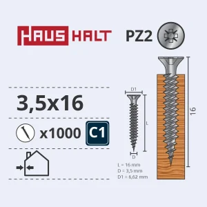 ВИНТ ПО ДЕРЕВУ 3.5X16 БЕЛЫЙ ZN 1000GB