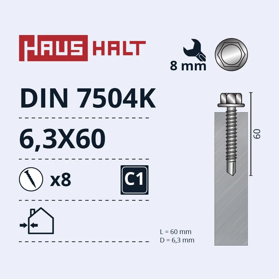 SCREW.SELF-TAP.6.3X60 MET DIN7504K ZN 8GB BL