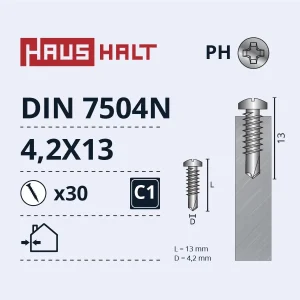 ВИНТ САМОРЕЗ 4.2X13 DIN7504N ZN 30ШТ БЛ