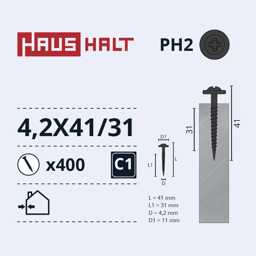 SCREW SELF-TAPPING 4.2X41/31 MET/MET(400)