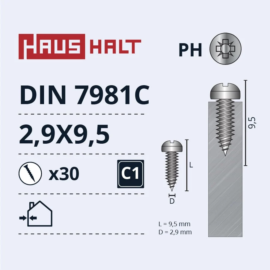ВИНТ САМОНАВИВАЮЩИЙСЯ 2.9X9.5 DIN7981C ZN 30ШТ БЛ