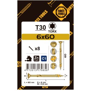 ВИНТ ДЛЯ ДЕРЕВА SCR T30 6.0X60 YELL ZN8PCS