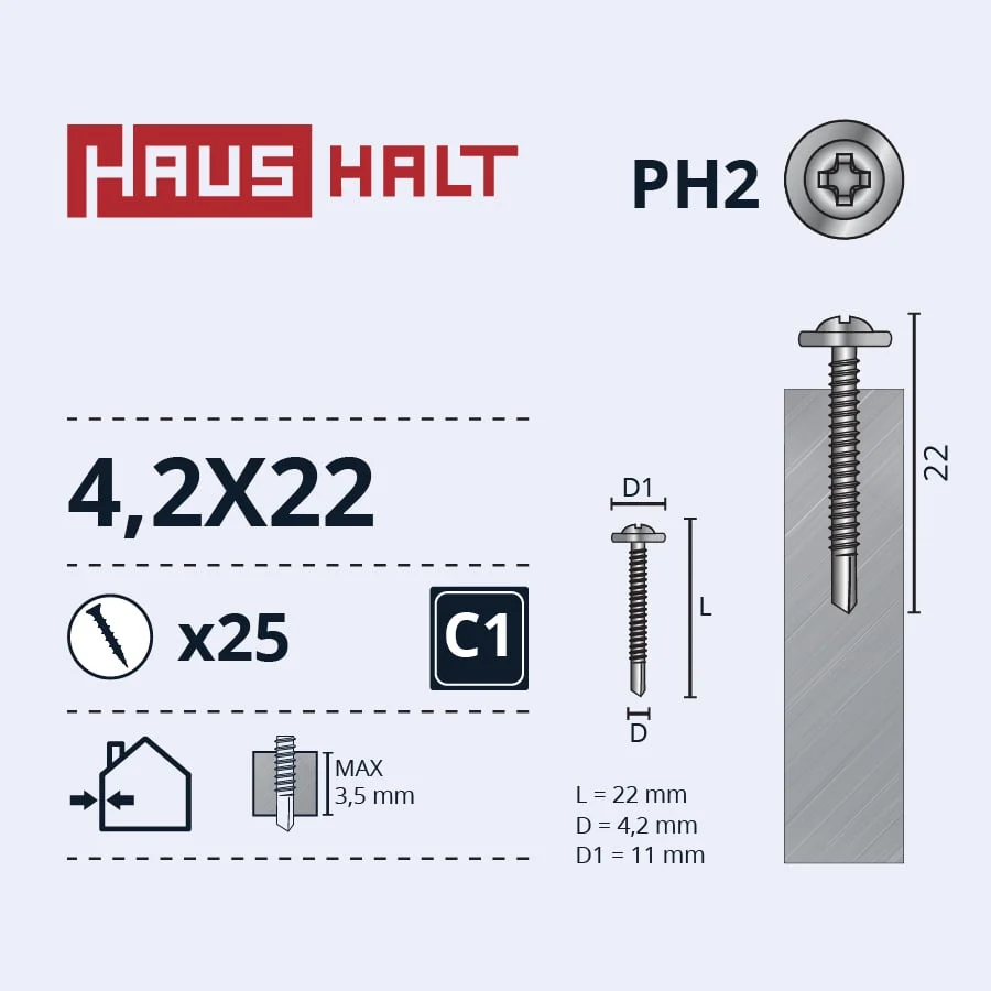 SCREW.SELF-TAP.4,2X22 MET+DRILL ZN 25GB BL