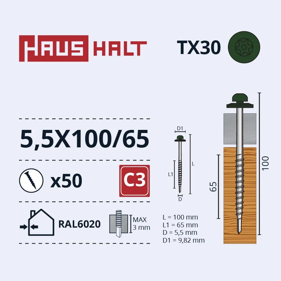 САМОРЕЗ 5,5X100/65 TORXRAL6020
