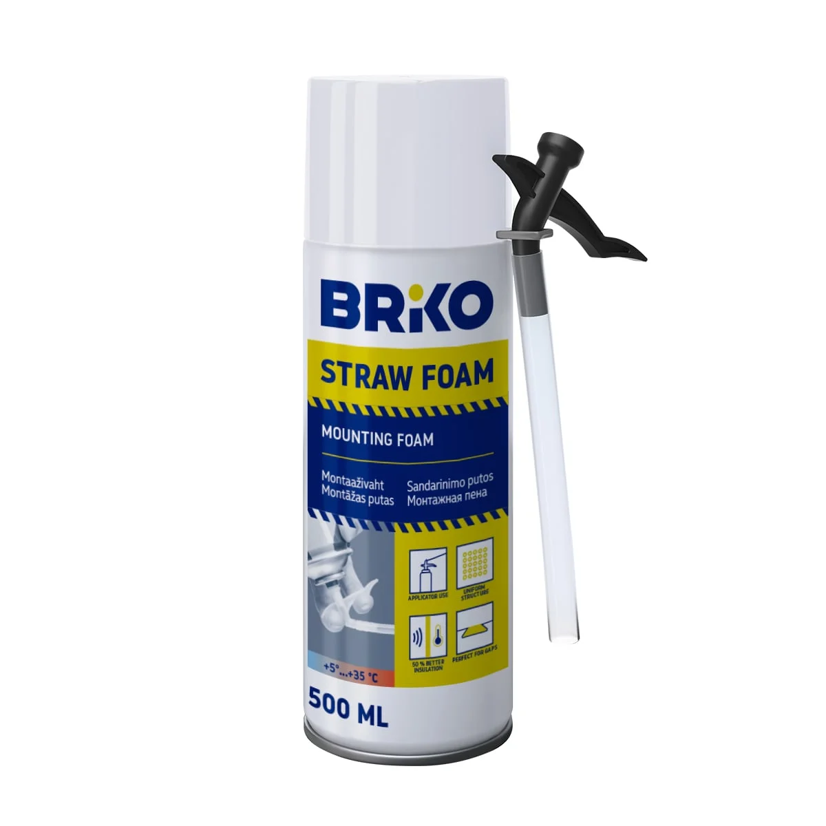 MOUNTING FOAM BRIKO STRAW 500 (500ML)