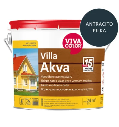 КРАСКА ДЛЯ ДЕРЕВА VILLA AKVA СЕРАЯ 7016 2.7L