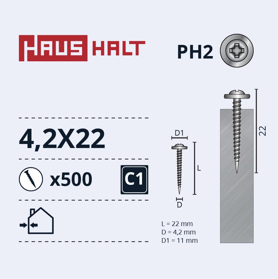 SELF-TAPPING SCREW 4.8X35 FOR WOOD RAL9010 (200)