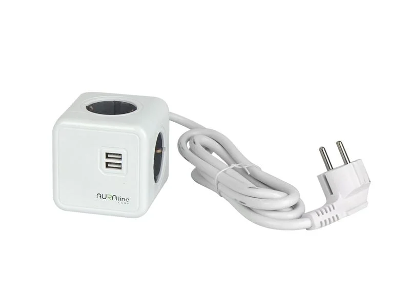 PAGARINĀTĀJS 4 ROZ.+2 USB 1.5M AURA LINE