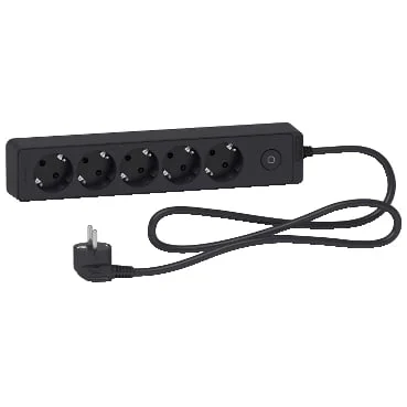 EXTENSION 5-OUTLET 1.5M BLACK