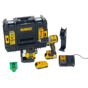 DeWALT 2 Instrumentu komplekts 18V 2x2Ah TSTAK (DCD800+Lāzeris DCLE34031)
