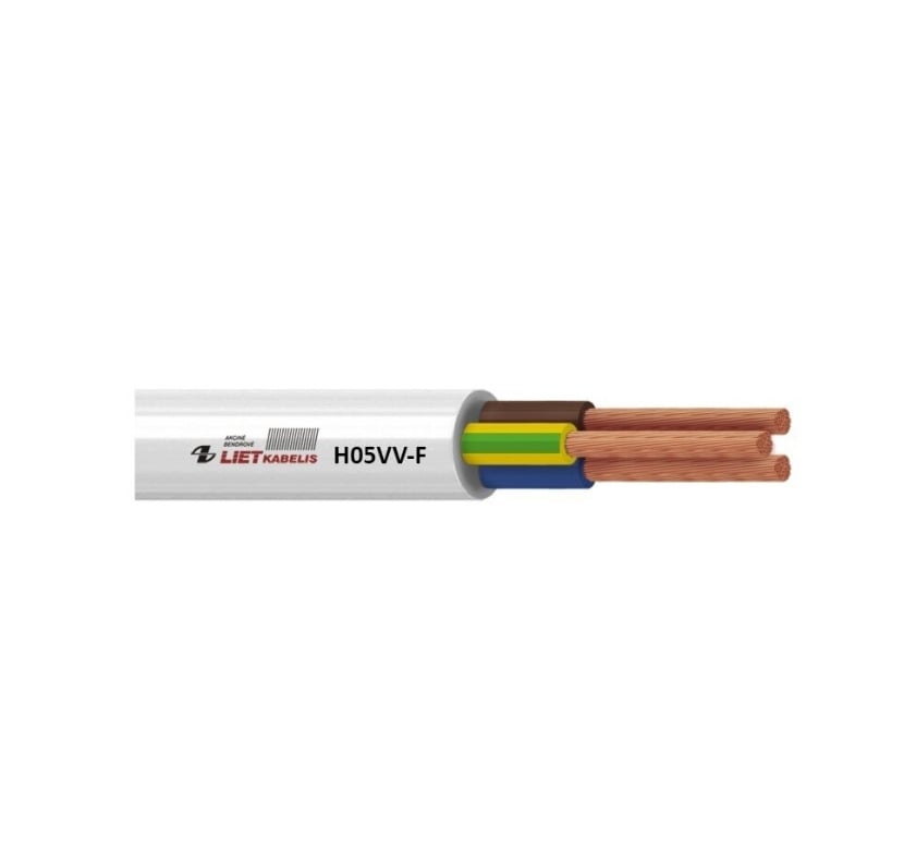 KABELIS H05VV-F 3X4.0 BALTS (100)
