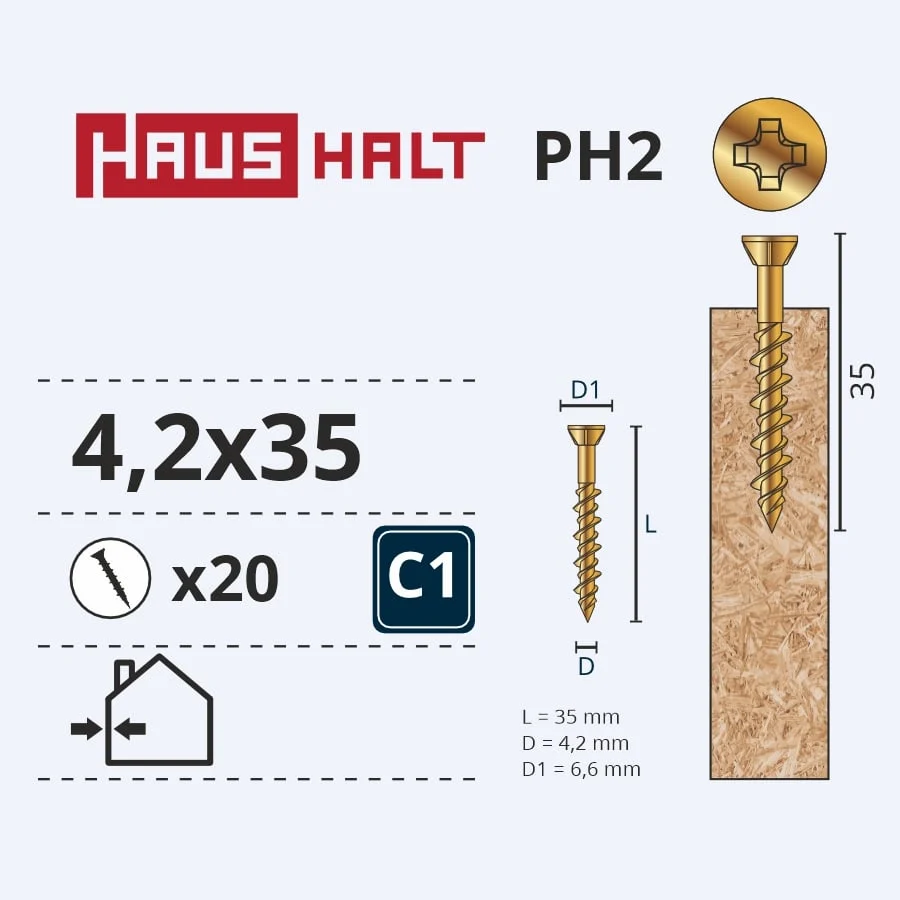 PLYWOOD SCREW 4.2X35 ZINC-PLATED 20PCS