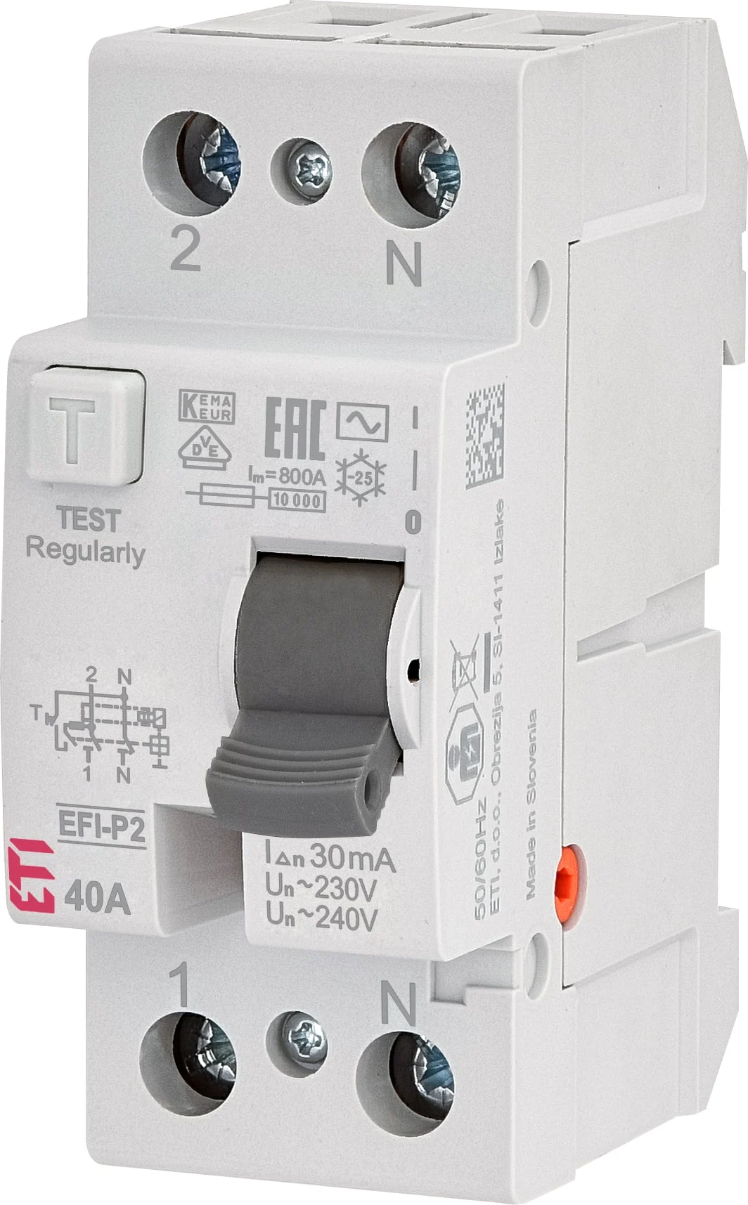 RELAY LEAKAGE 2P 40A 30MA EFI-P2