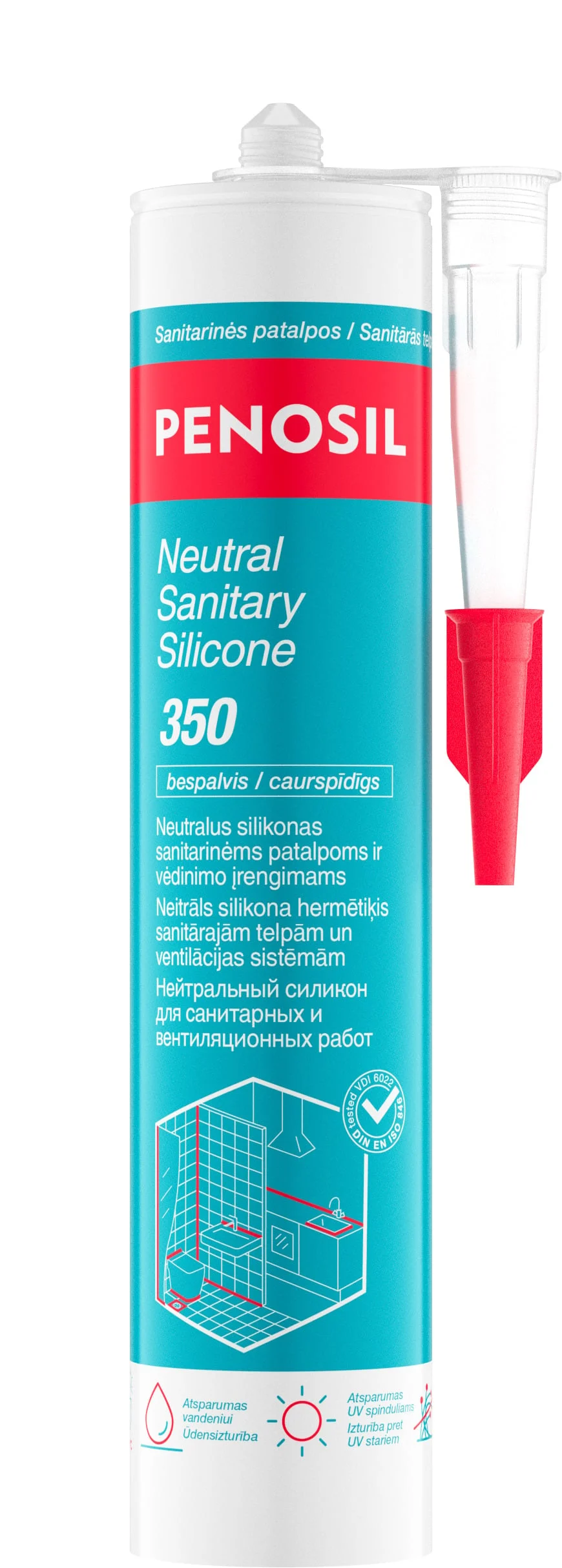 NEITRĀLS-SANITĀRAIS SILIKONS CAURSPĪDĪGS