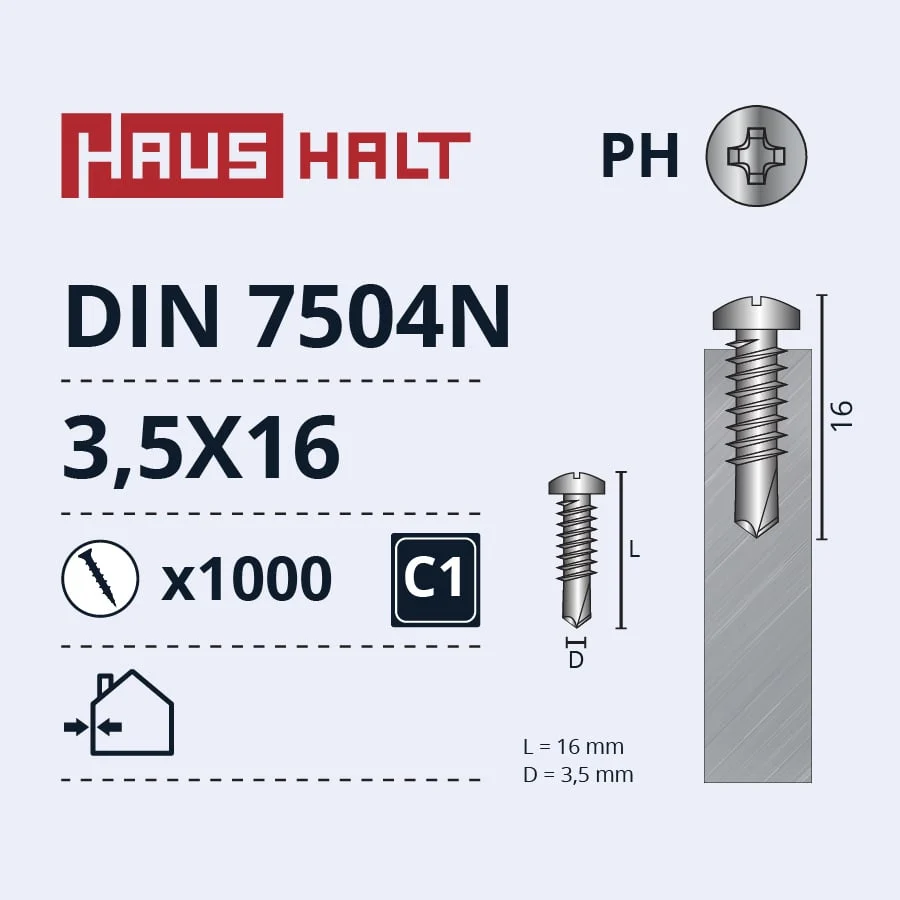 САМОРЕЗЫ DIN7504N 3.5X16 MM