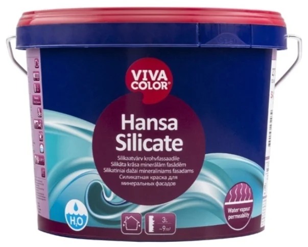 КРАСКА ДЛЯ ФАСАДОВ СТЕН HANSA SILICAT 2,7Л СА