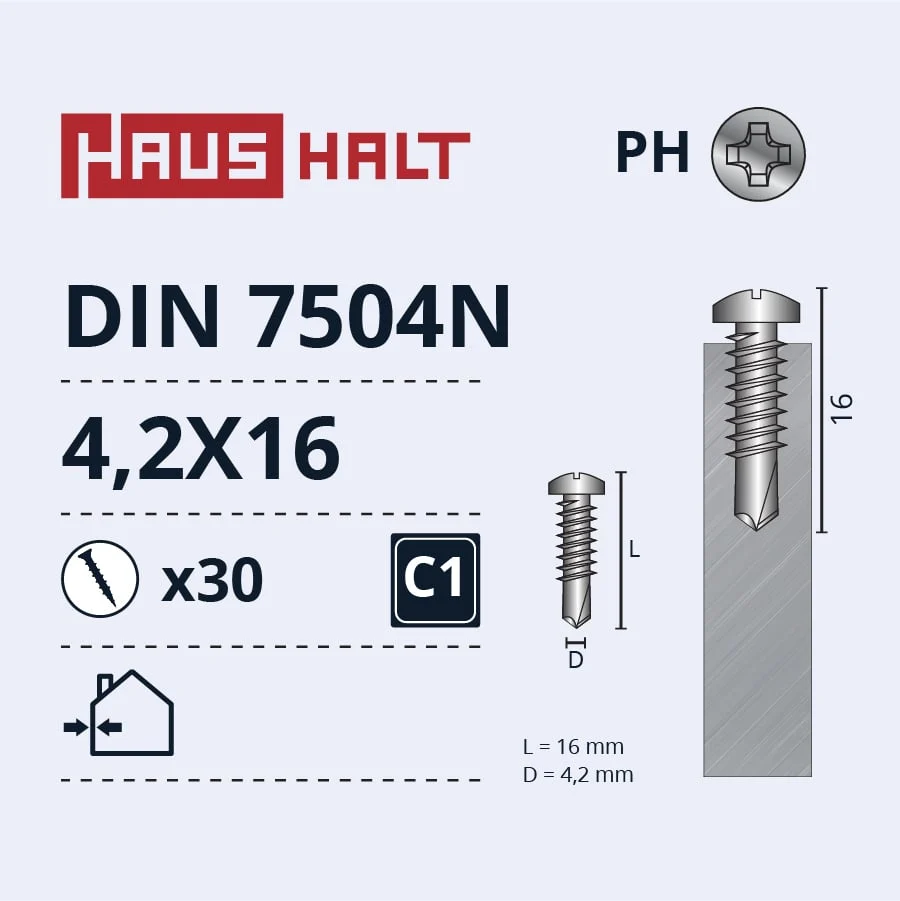 ВИНТ САМОРЕЗ 4.2X16 DIN7504N ZN 30ШТ БЛ