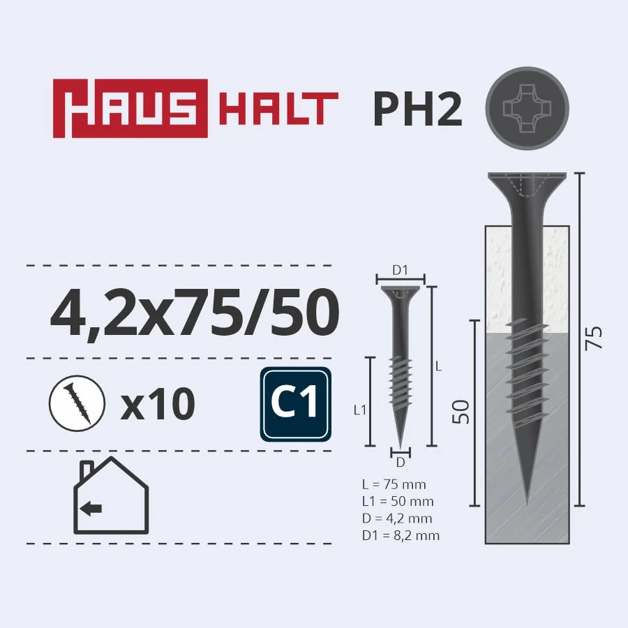SCREW REG. MET. 4.2X75/50 10GABO2
