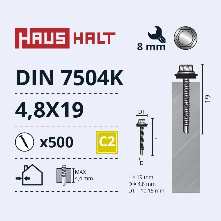 SELF-TAPPING SCREW 4.8X19 DIN7504K MET(500)