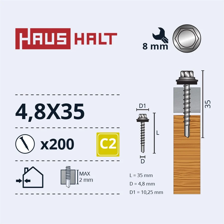 САМОРЕЗ 4,8X35 ДЛЯ ДЕРЕВА+EPDM ZN(200)