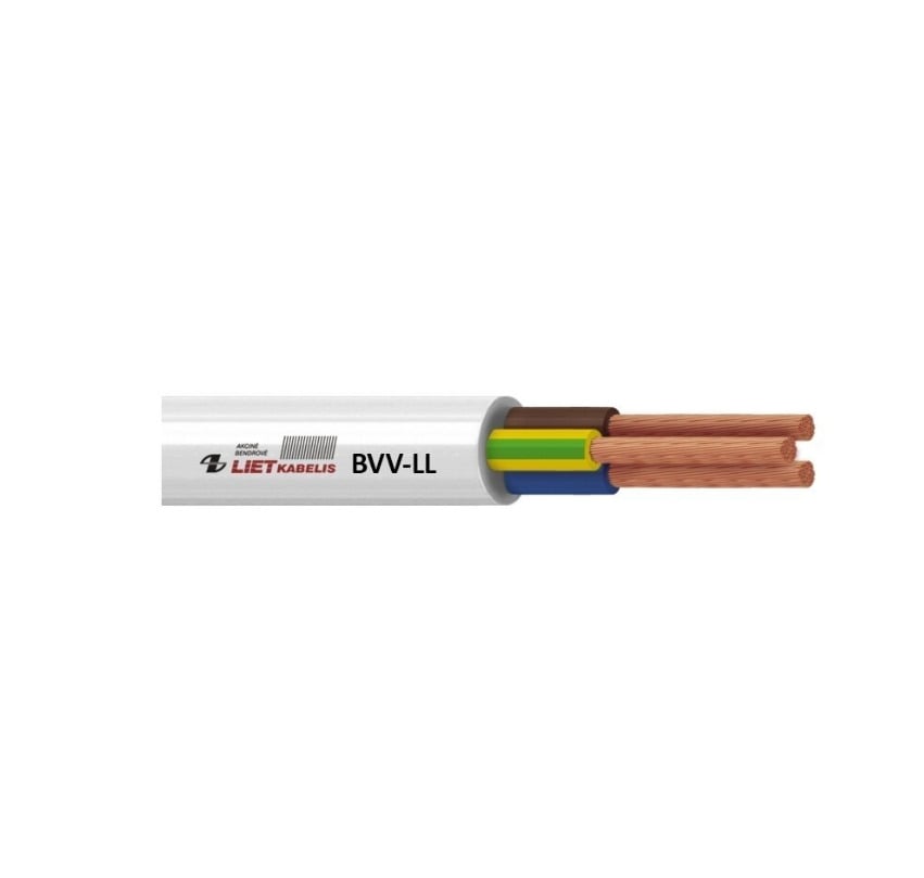 KABELIS BVV-LL 5X1.5 BALTS (100)