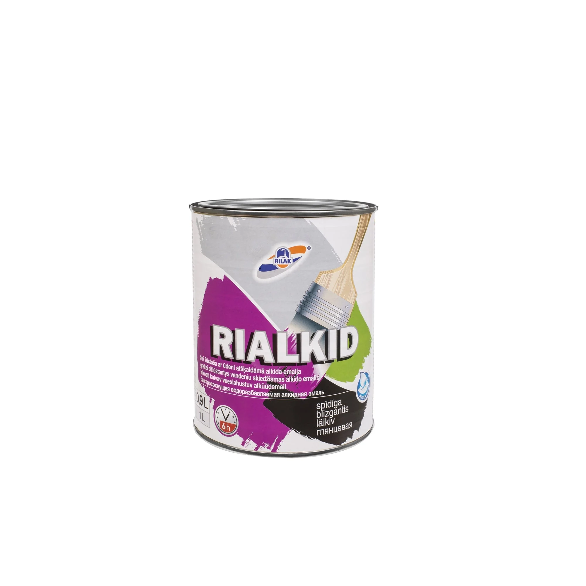 КРАСКА АЛКИДНАЯ БЛЕСТЯЩАЯ RIALKID 0,9L A-BASE