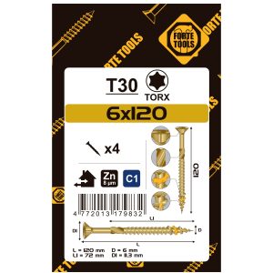 SKRŪVE KOKAM SCR T30 6.0X120/72 YELL ZN4