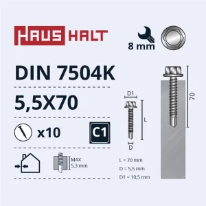 SCREW SELF-DRILLING 5.5X70 DIN7504K ZN 10PCS BL