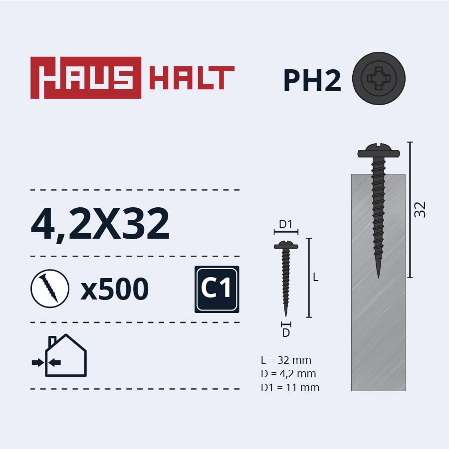 SKRŪVE PAŠGRIEZ 4,2X32 MET/MET(500)